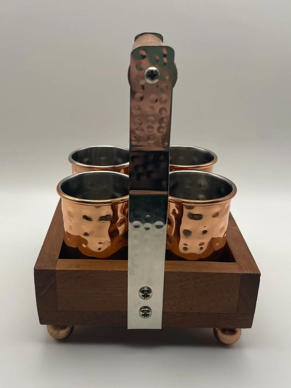 Copper Plated Shot Glasses with Holder